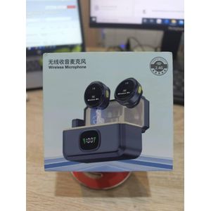 Bomge Dual Wireless Lavalier Microphone with Charging Case for Android, Type-C Devices & iPhone 15/16-Black