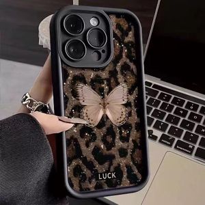 Shockproof Leopard Butterfly Design Protective Case for iPhones –   Black
