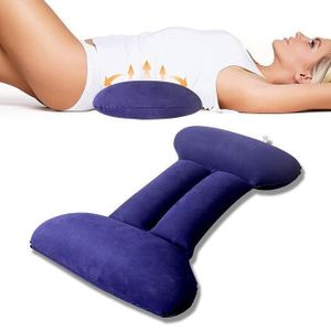 1pc Contemporary Blue Iatable Lumbar Pillow - Water-Resistant, Hand Washable, Multipurpose Support