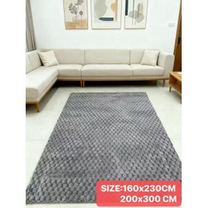OMAMA HOME TEXTILE Bubble Texture Plush Area Rug – Soft Non-Slip Living Room Carpet – Thick Floor Mat – Grey (160 × 230 cm / 200 × 300 cm)