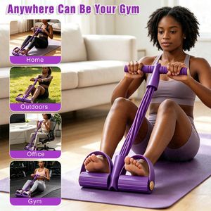 Body Shaping 8 Tubes Heavy Pull Resistance Band, Reinforced Latex Foot Pedal Stretch Trainer for Arm Waist Leg Hip Workout