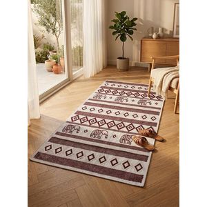 31.5x59.06" Home Marodisa Rug Cotton Blend Carpet for Living Room & Bedroom - Ecru & Burgundy