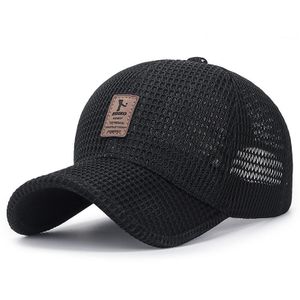 Men Breathable Mesh Baseball Cap Adjustable Outdoor Sun Hat Casual Black Cap