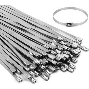 Caltucus Core Set 100 pcs stainless steel necklace, 304 Stainless Steel, Heavy Duty Self-locking Cable Ties, for Exhaust Wrap, Chain Link Fence Parts, Heat Resistant Fencing Tie. for Pipe, Auto repair.