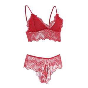 Lingerie Lace Solid Color Cross Side Buckle Wireless Push up