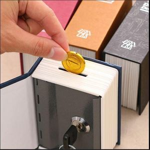 Metal Executive Hidden Dictionary Book Safe with Key Lock, Navy Blue Small
