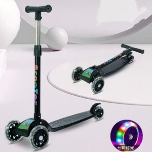 3-Wheel Kids Kick Scooter – Adjustable Height with Flashing Wheels - Black