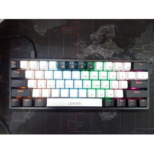Leaven K620 60% Compact Mechanical Gaming Keyboard – RGB Backlit Wired Keyboard (Black & White Keycaps)
