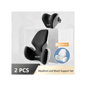 Memory Foam Lumbar Support Cushion Set/Car headrest and lumbar support Ergonomic Neck & Back Pillow for Car & Office