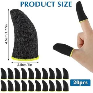 20 PCS Finger Sleeves for Gaming, Carbon Thumb Sleeves Mobile Gaming, Black Gaming Finger Sleeves, Sweatproof Breathable Mobile Gaming Finger Sleeve for Phone Tablet Gamer Stabilizer