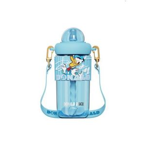 620ml Kids Leakproof Water Bottle with Safety Lock Lid - Portable School Drinking Bottle with One-Key Open Design, Soft Silicone Straw Nozzle, 360° Spill-Proof Seal, Durable PP + PC Material for School, Travel & Daily Use - Aqua