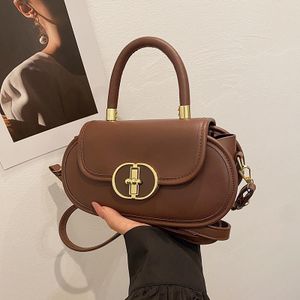 Luxury Block Flap Crossbody Bag – PU Leather Shoulder Handbag for Women - Coffee