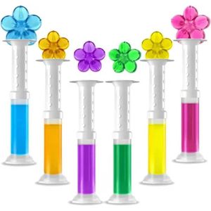6Pcs Toilet Bowl Cleaning Gel Stamp Dispenser with Flower Refills - Multi