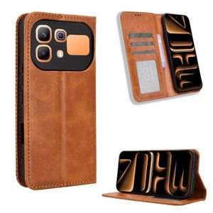 Infinix Note 60 5G / Note 60 Pro 5G High Quality Flip Leather Case With Magnetic Adsorption - Brown