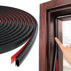 19.7 ft. Self-Adhesive Rubber Door and Window Seal Strip - D-Type Design, Easily Cut to Size, Suitable for Door Frame Thermal Sealing (Black)