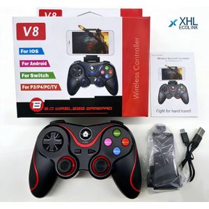 V8 Bluetooth Wireless Gaming Controller Grip Game Pad For Android-Red
