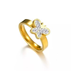 Butterfly Stainless Steel Engagement/Promise Ring - Gold