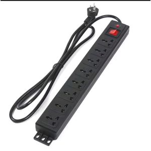 PDU 8 Outlet Metal Power Strip Surge Protector With Long Extension-Black