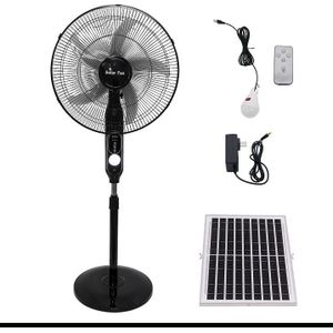 New Rechargeable solar  fan with solar panels, light and USB output -16 inches