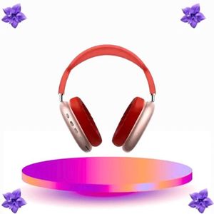 New P9 Wireless Bluetooth Headphones Red - Active Noise Reduction Over-Ear Headset