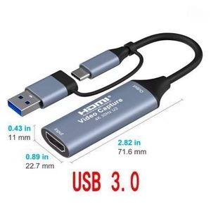 2 in 1 4K 1080P HDMI to USB 3.0 Type C Video Capture Card - Grey