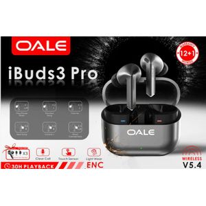 Oale iBuds 3 Pro ENC Wireless Earbuds (Bluetooth 5.4) - BLACK