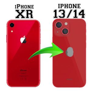 iPhone XR Mod to 13 / 14/ 15 DIY Transformation Full Converter Upgrade/Change Phone Case/Cover/Adapter Back Glass & Camera Protector Film - Red