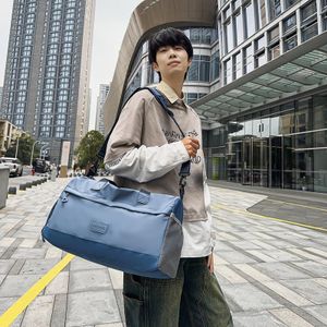 Sport Fitness Bag Men's Convenient Travel Bag Large Capacity Tourism Bag Color Block Easy Carry Wet And Dry Separation Nylon