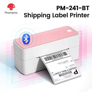 Phomemo PM-241-BT Bluetooth Thermal Shipping Label Printer - Pink & White