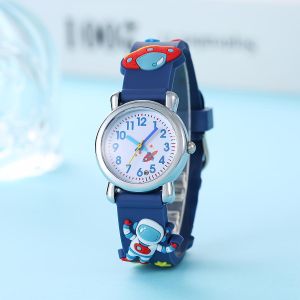 New Student Youngsters's Cartoon Astronaut UFO Spaceship Quartz Wristwatch