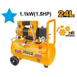 Ingco ACS111242 Air Compressor 24L 1.5HP Oil Free - Yellow/Black