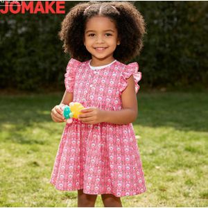 JOMAKE Dresses for children aged 1-7, animal patterns, sleeveless dresses，Foundation Rabbit