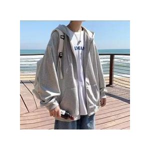 Zipper Jacket Men's Fall Winter Hoodie with Drawstring Pockets Zip-up Long Sleeves Hooded Cardigan for Daily Wear Plus Size