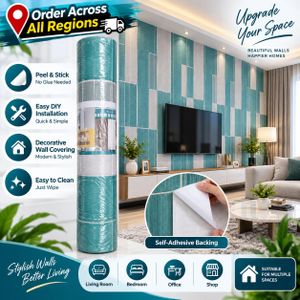 Waafox Self-Adhesive Wall Panel Peel & Stick Decorative Wallpaper – Teal & White