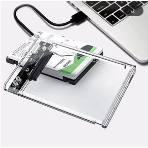Transparent enclosure for 2.5-inch hard drives, USB 3.0, SSDs, SATA SSDs, for MacBook and PC