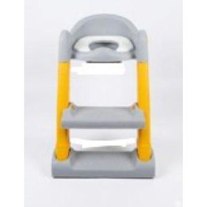Adjustable Potty Ladder Seat for Toilet Training with Steps,Handle & Soft Cushion Design Non Slip & Space Efficient Toddlers & Children Foldable & Easy Assembly Splash Guard Included - Yellow and Grey