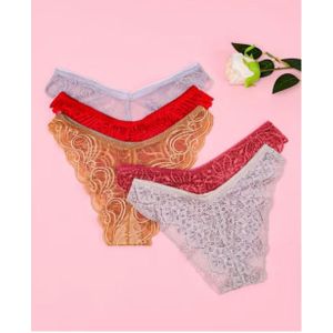 6 Pieces Of Ladies Lace Panties Set - Multicolor 