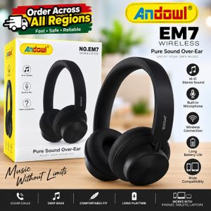 Andon Wireless Bluetooth Over-Ear Headphones with Built-in Microphone – Black
