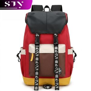 STY Men Backpack Large Capacity Bags Trendy Student Backpack Contrasting color School Bag Travel Bag