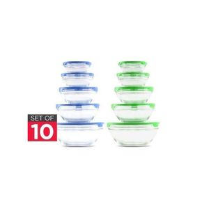 10 Pieces Set Glass Storage Bowl - Multicolour