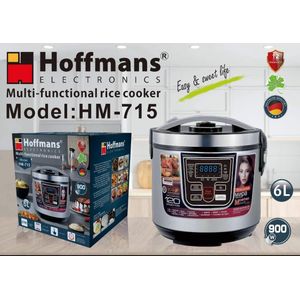 Hoffmans 6L Rice cooker HM-715 multifunctional Electric Rice Cooker 21-in-1 cooking menus with digital display 900W - Silver