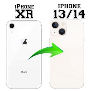 iPhone XR Mod to 13 / 14/ 15 DIY Transformation Full Converter Upgrade/Change Phone Case/Cover/Adapter Back Glass & Camera Protector Film - White