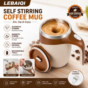 Automatic magnetic self-stirring coffee mug, a rechargeable rotating mixing cup that can stir coffee, chocolate, milk, protein powder, cocoa powder, and more.