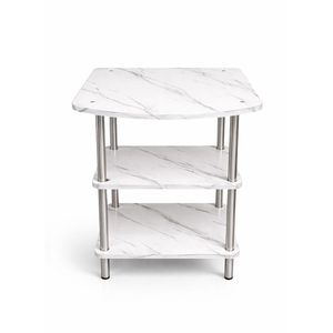Modern 3-Tier Wooden TV Stand with Metal Frame - Entertainment Center Table for Living Room, Bedroom & Office (W60 x D47 x H60)cm / (W23.6 x D18.5 x H23.6)inch