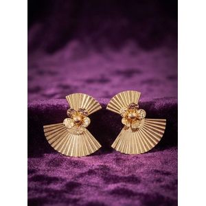Golden Fan & Blossom Statement Studs