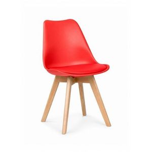 PP Wooden Legs High-Quality Scandinavian Style Chair With Cushion For Living Room, Restaurant, Cafe Shops & Hotels (W21.3 x D18.9 x H32.6)" - Red