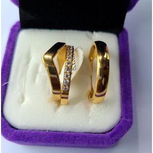3 Pieces Durable V Shape Stainless Steel Wedding Ring -  Gold