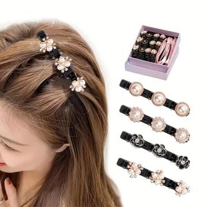 4Pcs Sparkling Crystal & Faux Pearl Rhinestone Duckbill Hair Clips, Vintage Decorative Hair Pins, Elegant Hair Accessories for Women & Girls, Ideal Gift for Birthday, Halloween, Christmas & Thanksgiving