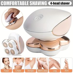 4-Head 360° Rotating Electric Shaver and Hair Trimmer - USB Rechargeable Body Shaver with 4 Blades
