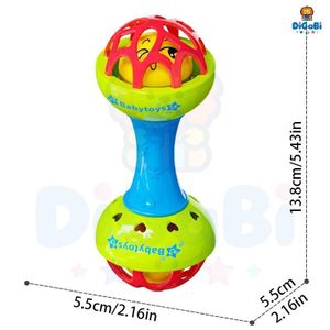 Digabi Baby Rattle Dumbbell Toy Infant Grasping Shaker Toy with Soft Balls for Newborns 0-12 Months Early Development